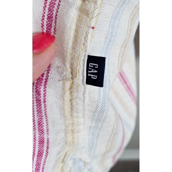 Gap Woman Size XL Long Sleeve Colorful Textured Stripe Linen Blend Tunic Blouse - Picture 5 of 8